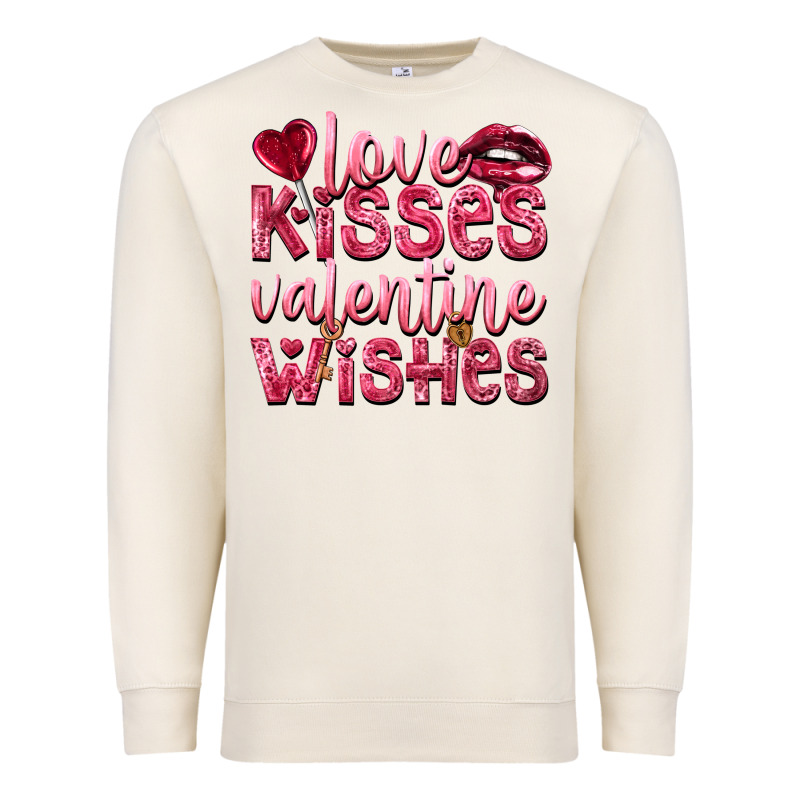 Love Kisses Valentine Wishes Valentine's Day Premium Sweatshirt by HowdyJamesFarm | Teevron