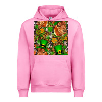 Fuchsia Pink st patricks  cow with candy Urban Hoodie - FaDigitalArtStudio