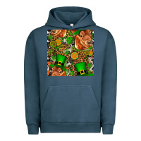 Pigment Midnight Navy st patricks  cow with candy Urban Hoodie - FaDigitalArtStudio