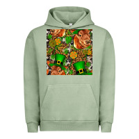 Pigment Oil Green st patricks  cow with candy Urban Hoodie - FaDigitalArtStudio
