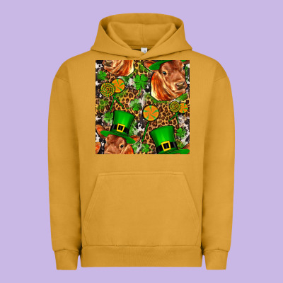St Patricks  Cow With Candy Urban Hoodie Designed By Fadigitalartstudio