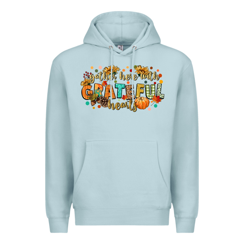 Gather Here With Grateful Hearts Premium Hoodie by CowGirlArtShop | Teevron