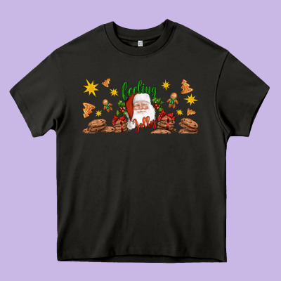 Christmas Feeling Jolly Santa Heavy Core Tee Designed By Artiststas