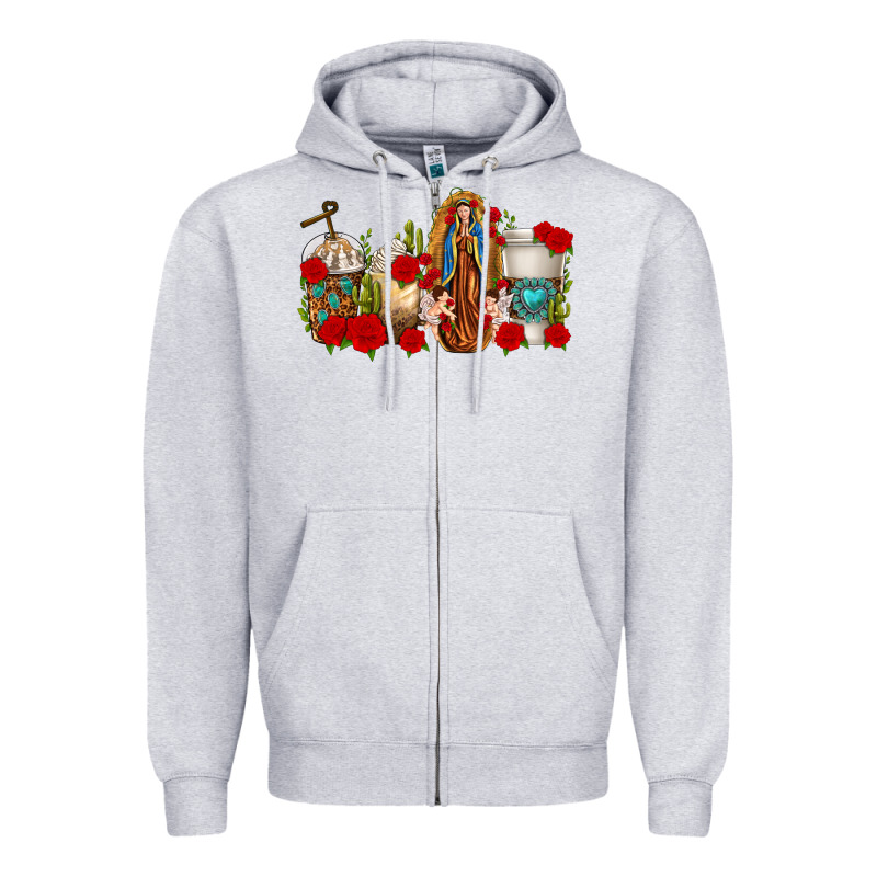 Lady Of Guadalupe Coffee Cups Zipper Hoodie by texasbilliewilder | Teevron