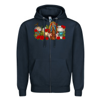Navy Lady of Guadalupe Coffee Cups Zipper Hoodie - texasbilliewilder