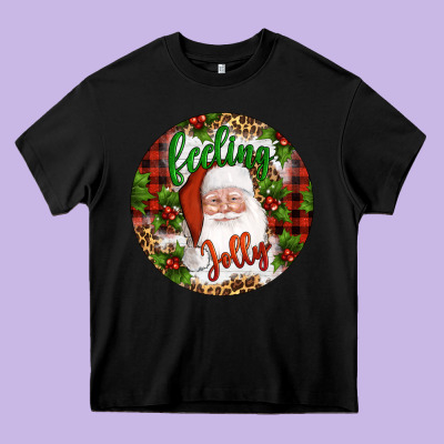 Christmas Feeling Jolly Santa Heavy Core Tee Designed By Artiststas