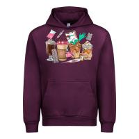 Mauve Wine Nurse Coffee Cups Urban Hoodie - FaDigitalArtStudio