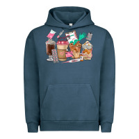 Pigment Midnight Navy Nurse Coffee Cups Urban Hoodie - FaDigitalArtStudio