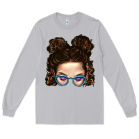Moon Dust Messy Bun Mom And Glitter Glasses Long Sleeve Tee - BundleAndBundleShop