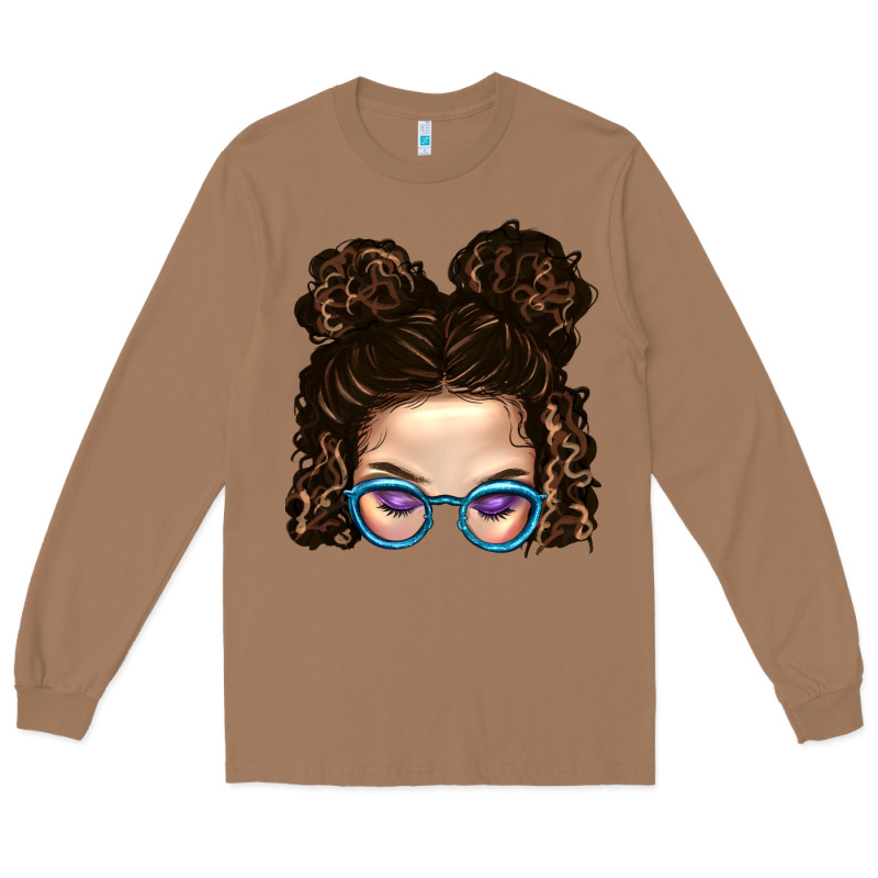 Messy Bun Mom And Glitter Glasses Long Sleeve Tee by BundleAndBundleShop | Teevron