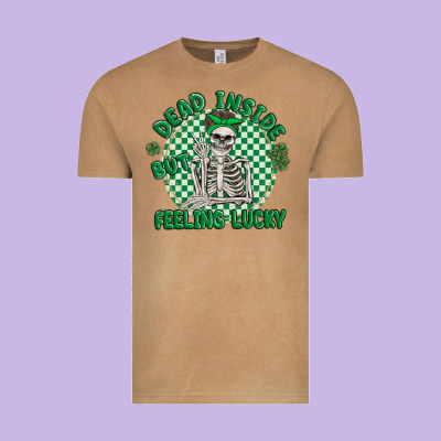 Dead Inside But Feeling Lucky Vintage Tee Designed By Maliassmallbusiness