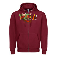 Burgundy school nurse juneteenth Zipper Hoodie - NancyCooperArtShop