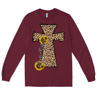 Burgundy he is risen leopard cross Long Sleeve Tee - JahusDesignShop