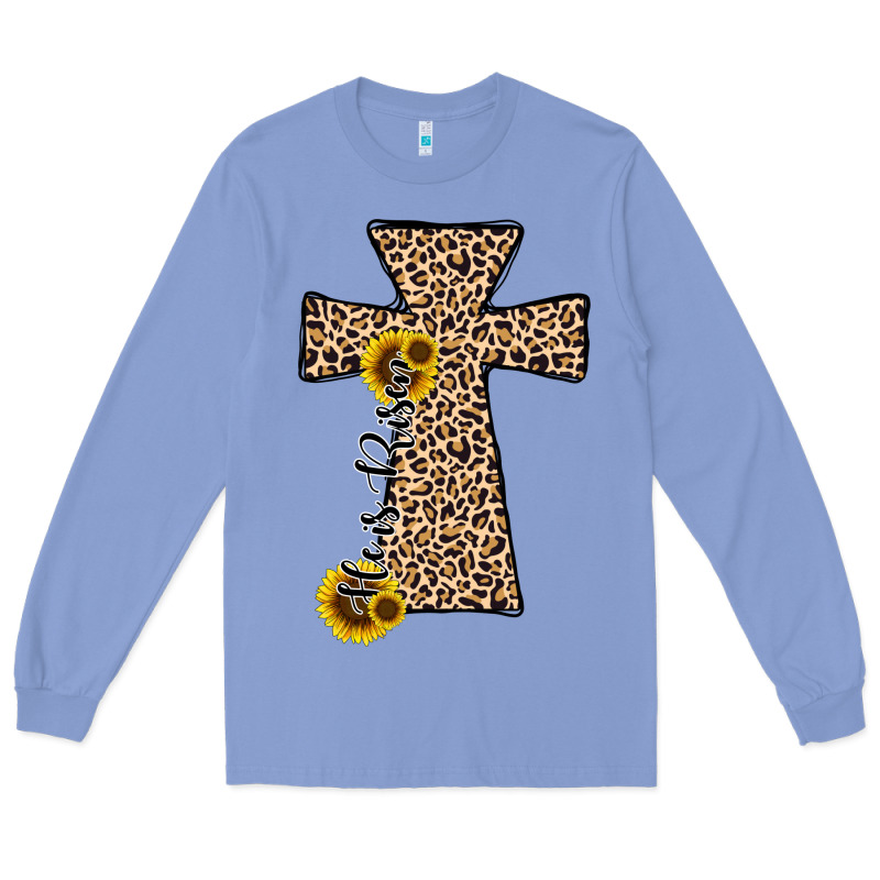 He Is Risen Leopard Cross Long Sleeve Tee by JahusDesignShop | Teevron