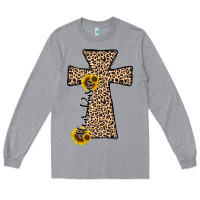 Heather Grey he is risen leopard cross Long Sleeve Tee - JahusDesignShop