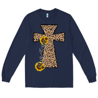 Navy he is risen leopard cross Long Sleeve Tee - JahusDesignShop
