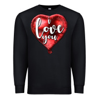 Black I love you heart balloon Valentine's Day Premium Sweatshirt - HowdyJamesFarm