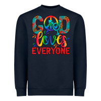 Navy LGBTQ+ God Loves Everyone Heavyweight Sweatshirt - BundleAndBundleShop