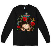 Black Messy Bun Mom Faith And Rose Long Sleeve Tee - BundleAndBundleShop