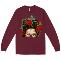 Burgundy Messy Bun Mom Faith And Rose Long Sleeve Tee - BundleAndBundleShop