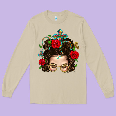 Messy Bun Mom Faith And Rose Long Sleeve Tee Designed By Bundleandbundleshop