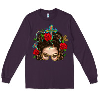 Plum Messy Bun Mom Faith And Rose Long Sleeve Tee - BundleAndBundleShop
