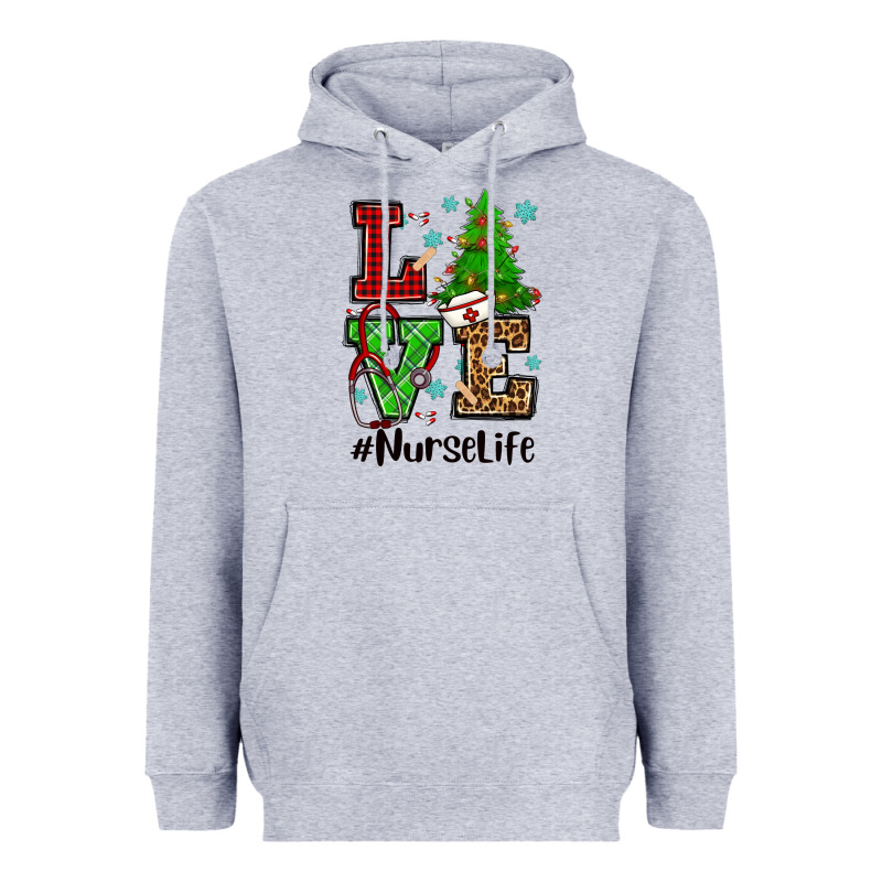Love Nurse Life Christmas Heavyweight Hoodie by CowGirlArtShop | Teevron