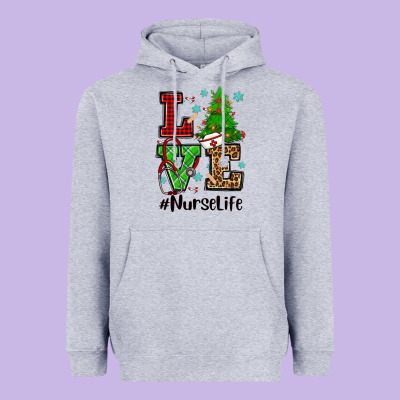 Love Nurse Life Christmas Heavyweight Hoodie Designed By Cowgirlartshop
