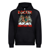 Black Rockin Around The Christmas Tree Rodeo Urban Hoodie - FaDigitalArtStudio
