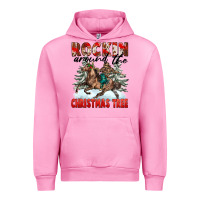 Fuchsia Pink Rockin Around The Christmas Tree Rodeo Urban Hoodie - FaDigitalArtStudio