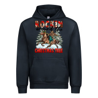 Navy Rockin Around The Christmas Tree Rodeo Urban Hoodie - FaDigitalArtStudio