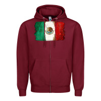 Burgundy Mexican Flag Zipper Hoodie - texasbilliewilder
