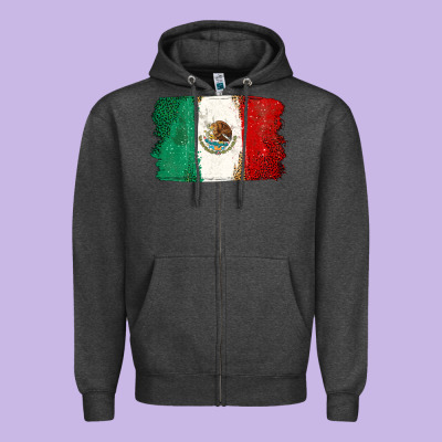 Mexican Flag Zipper Hoodie Designed By Texasbilliewilder
