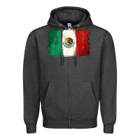 Charcoal Heather Mexican Flag Zipper Hoodie - texasbilliewilder