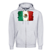Heather Grey Mexican Flag Zipper Hoodie - texasbilliewilder