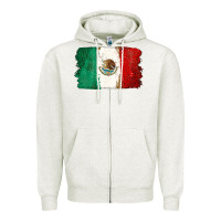 Oatmeal Heather Mexican Flag Zipper Hoodie - texasbilliewilder