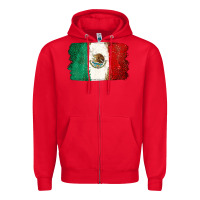 Red Mexican Flag Zipper Hoodie - texasbilliewilder