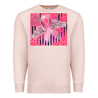 Pale Pink cancer awareness american flag Premium Sweatshirt - CowGirlArtShop