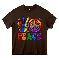 Chocolate Brown peace Heavy Core Tee - JahusDesignShop