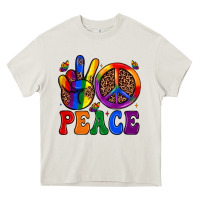 Cream peace Heavy Core Tee - JahusDesignShop