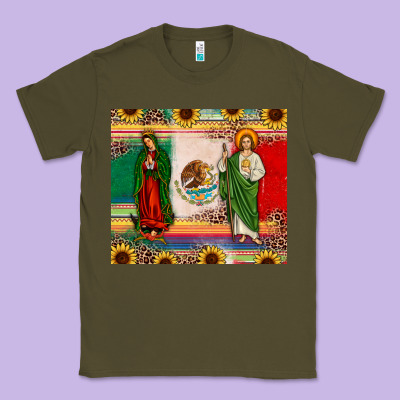 Mexico Flag Our Lady Of Guadalupe San Judas Sunflower Classic Tee Designed By Jahusdesignshop