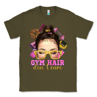 Army Green messy bun gym hair dont care Classic Tee - NancyCooperArtShop