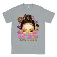 Heather Grey messy bun gym hair dont care Classic Tee - NancyCooperArtShop