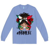Colony Blue Mexican Mom Life Messy Bun Mama Long Sleeve Tee - BundleAndBundleShop