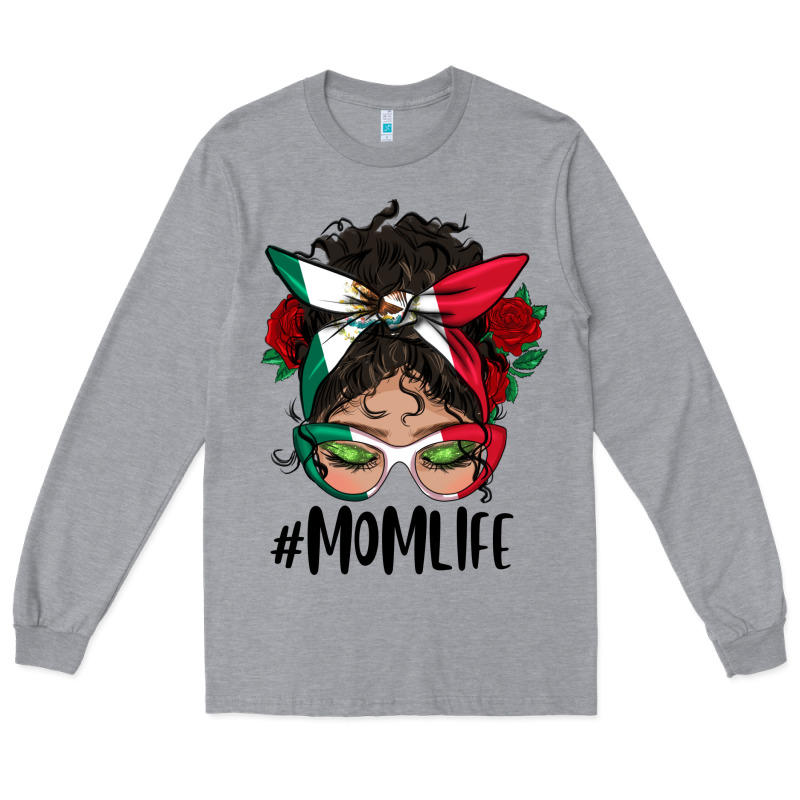 Mexican Mom Life Messy Bun Mama Long Sleeve Tee by BundleAndBundleShop | Teevron