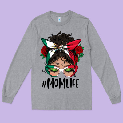 Mexican Mom Life Messy Bun Mama Long Sleeve Tee Designed By Bundleandbundleshop
