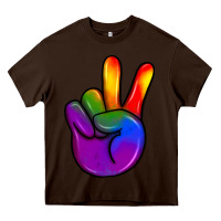 Chocolate Brown pride peace hand Heavy Core Tee - JahusDesignShop