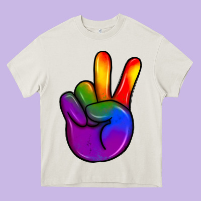 Pride Peace Hand Heavy Core Tee Designed By Jahusdesignshop
