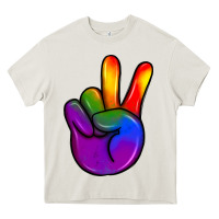 Cream pride peace hand Heavy Core Tee - JahusDesignShop