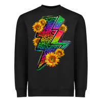 Black LGBTQ+ Lightnin' Bolt With Sunflower Heavyweight Sweatshirt - BundleAndBundleShop